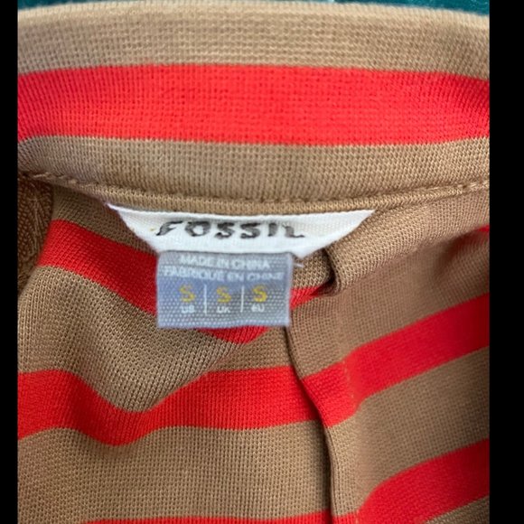 Fossil Women's Tan and Orange Striped Pencil Skirt Size Small - Picture 3 of 4